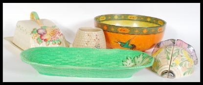 A group of vintage early 20th Century Art Deco ceramics to include Shelley Stork pattern bowl,