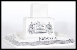 A vintage early 20th Century advertising point of sale ceramic Abdulla Superb Cigarettes matchbox