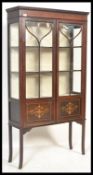 A early 20th Century fine Edwardian mahogany inlaid glazed display cabinet in the manner of