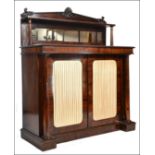 A Good Regency 19th century rosewood chiffonier - pier cabinet having a plinth base with column
