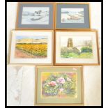 A selection of 20th Century framed watercolour paintings to include three paintings by Renee