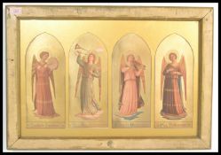 A 19th Century print after Fra Angelico depicting four angels with latin inscriptions, each