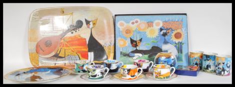 A collection of 20th Century Goebel Cat related ceramics by Rosina Wachtmeister to include a wall