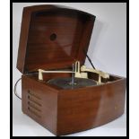A vintage retro 20th Century Pye record player hi fi system entitled The Black Box having a lift