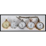 A collection of pocket watches to include two silver hallmarked examples, Waltham, Smiths etc. (5)