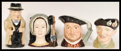 A collection of four Royal Doulton ceramic toby Jugs, modelled as Winston Churchill, Monty D6206,