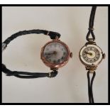 Two vintage early 20th Century hallmarked 9ct gold watches comprising of an example with mother of