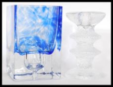 Two pieces of vintage studio art glass to include a  1960's Festivo Iittala ice textured glass