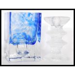 Two pieces of vintage studio art glass to include a  1960's Festivo Iittala ice textured glass