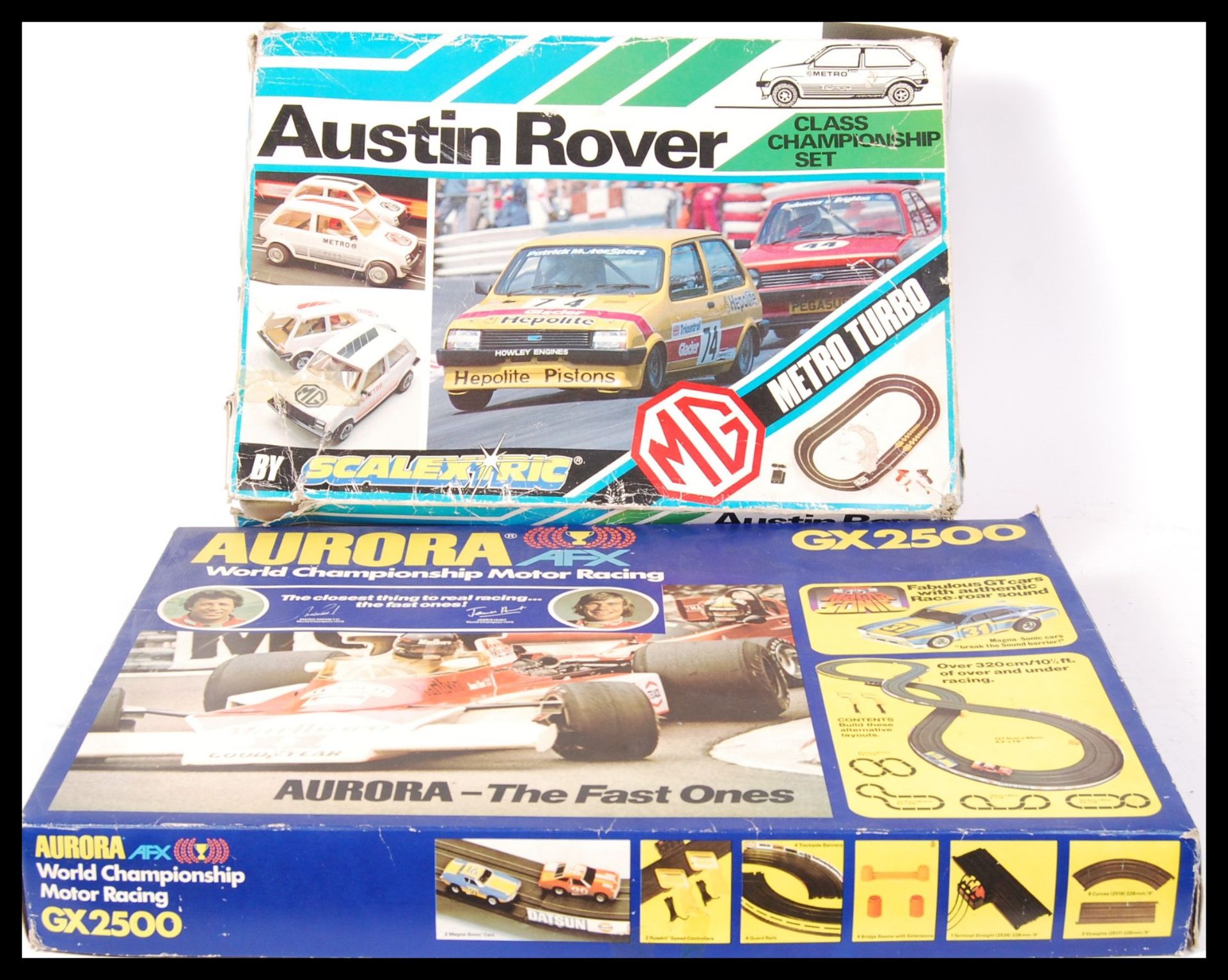 SCALEXTRIC MODEL SLOT CAR RACING SET MG AUSTIN ROVER SET 1986