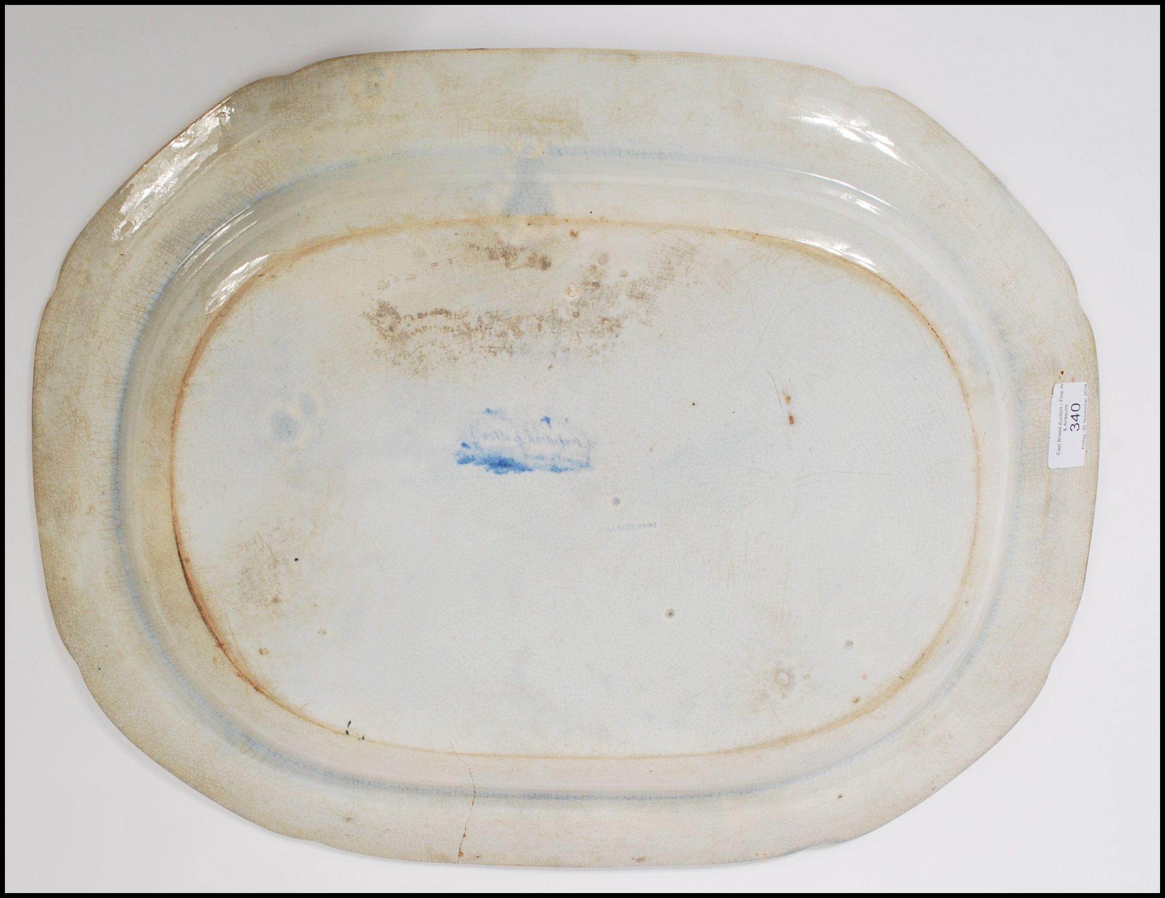 GEORGE III BRAMELD PEARLWARE BLUE AND WHITE MEAT P - Image 4 of 4