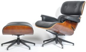 AFTER CHARLES AND RAY EAMES A CONTEMPORARY LOUNGE CHAIR AND OTTOMAN