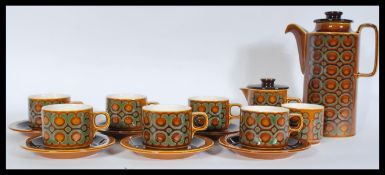 A vintage 20th Century retro Hornsea coffee service in the Bronte pattern consisting of tall