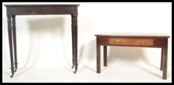 A 19th century Victorian mahogany Gillows style console - side table being raised on tapered