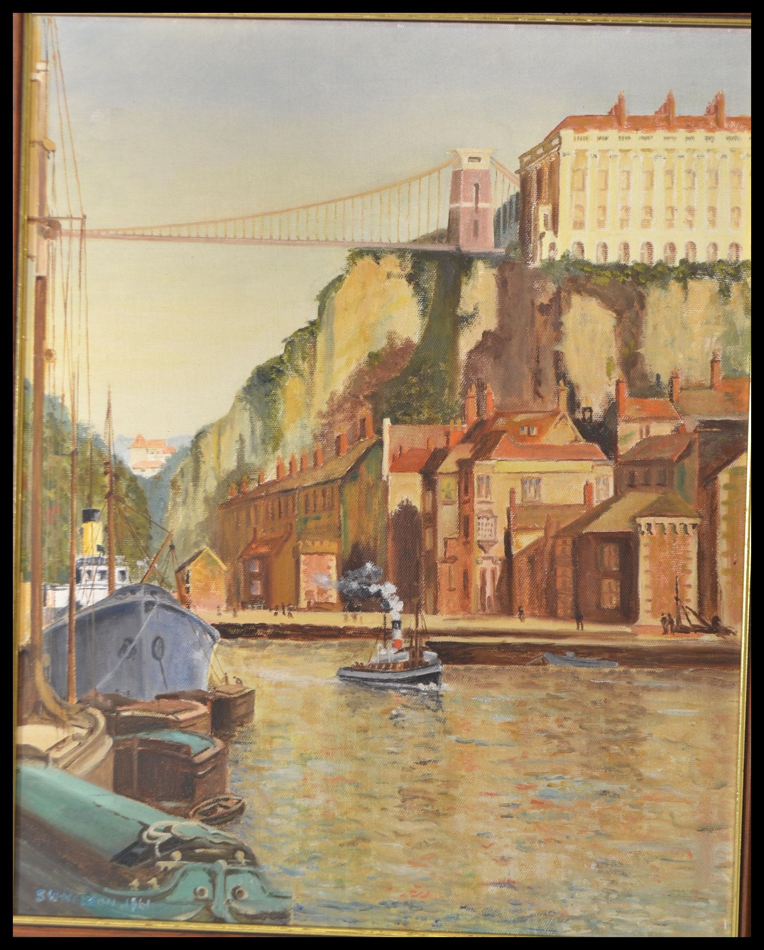 S W Nelson - A 20th Century oil painting on canvas depicting Bristol Suspension bridge painted - Bild 2 aus 3