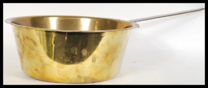 A 19th Century Victorian brass and forged steel preserve / skillet sauce pan of large form with