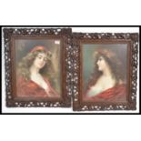 Two late 19th Century / early 20th Century carved wood frames having pierced and scrolled foliate