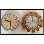 Two vintage retro 20th Century wall clocks comprising of a Metamec Zodiac wall clock together with a