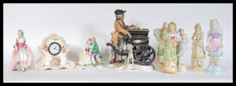 A collection of vintage 20th Century ceramics to include a Capodimonte figural group, Royal