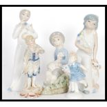 In the style of Lladro - A selection of ceramic figurines to include a girl with a lamb sat on her