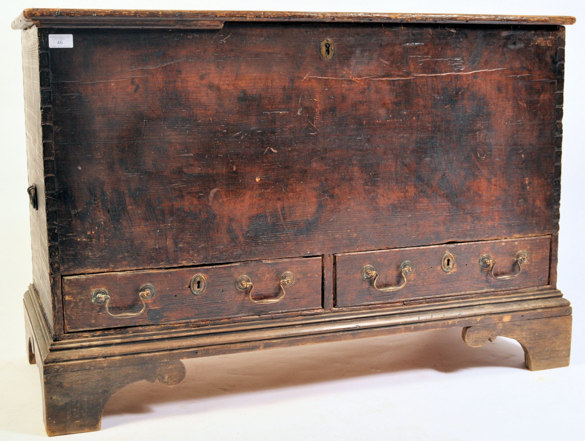 18TH CENTURY GEORGIAN PAINTED PINE MULE CHEST WITH GOOD INTERIOR