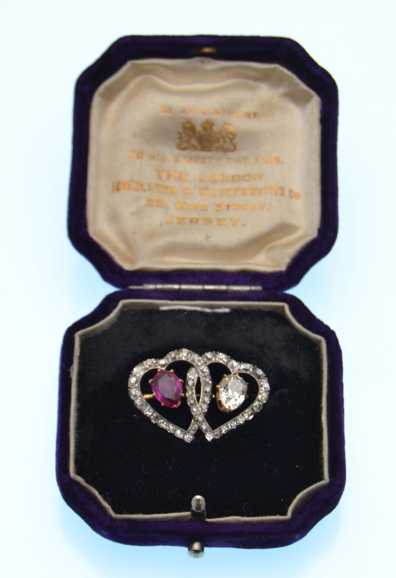 RUBY AND DIAMOND SWEETHEART BROOCH