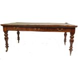 19TH CENTURY VICTORIAN OAK LARGE LIBRARY TABLE - PARTNERS DESK