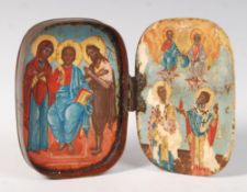 16th CENTURY RUSSIAN ORTHODOX DEVOTIONAL TRAVELLING ICON