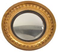 19TH CENTURY REGENCY GILTWOOD & COMPOSITE CONVEX WALL MIRROR