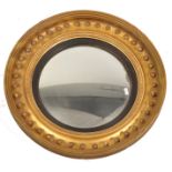 19TH CENTURY REGENCY GILTWOOD & COMPOSITE CONVEX WALL MIRROR