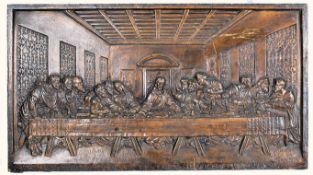 19TH CENTURY VICTORIAN COALBROOKDALE LAST SUPPER BRONZE PLAQUE