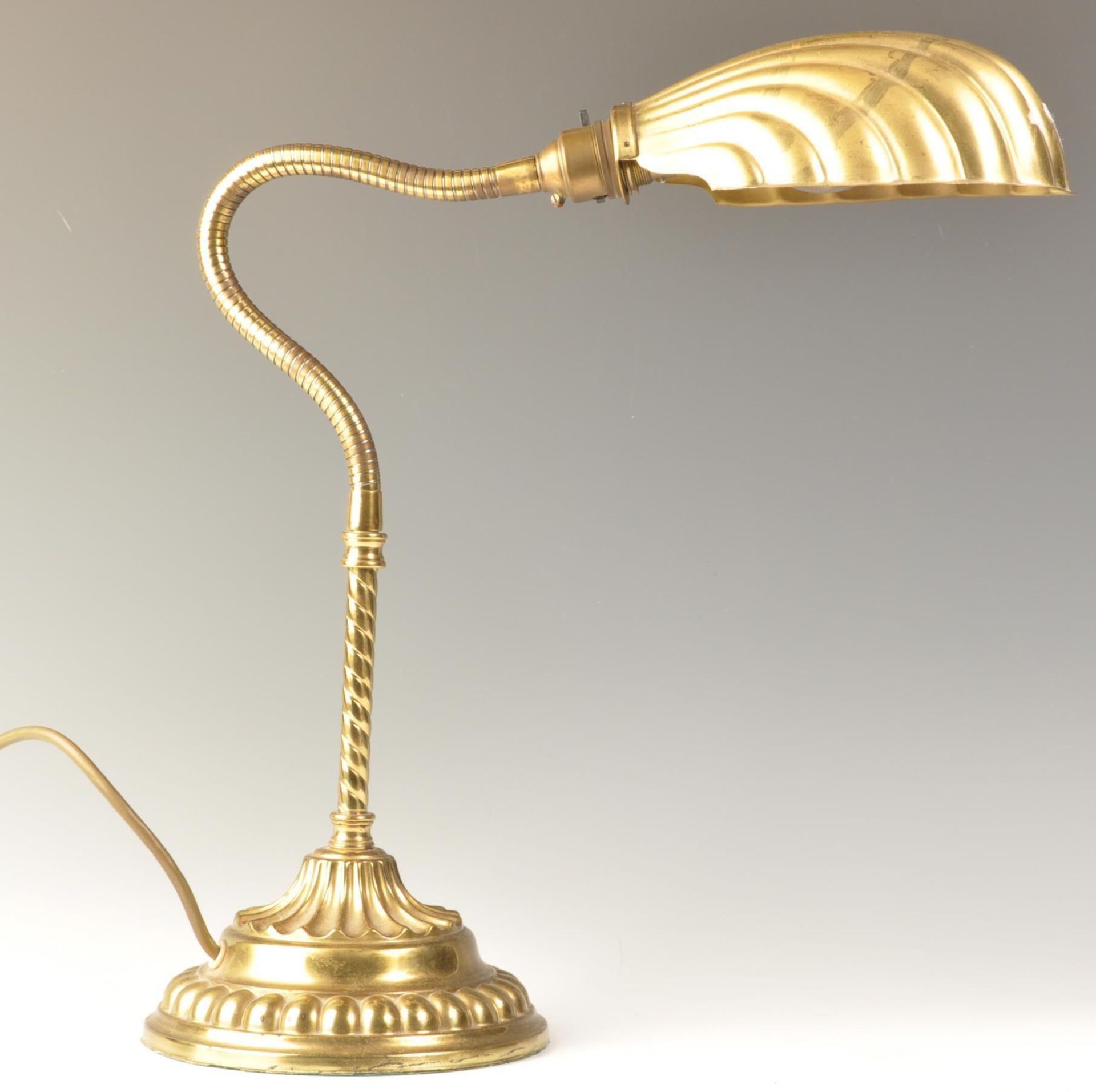 1920'S GILT METAL GOOSE NECK BANKERS LAMP