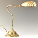 1920'S GILT METAL GOOSE NECK BANKERS LAMP