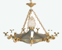 LATE 19TH / 20TH CENTURY FRENCH GILT AND BRASS CHANDELIER