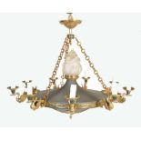 LATE 19TH / 20TH CENTURY FRENCH GILT AND BRASS CHANDELIER