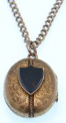 A mid Victorian gold and bloodstone oval Memorial locket