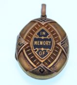 A Victorian gold and enamel locket - Memorial. Weight 4g.