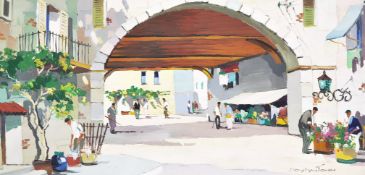 D'OYLY JOHN OIL ON CANVAS PAINTING ENTITLED CAGNES SUR MER