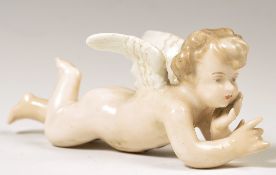 19TH CENTURY MEISSEN PORCELAIN ANGEL - WINGED CHERUB FIGURE