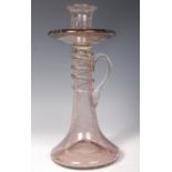 A 17TH CENTURY ENGLISH LARGE HAND BLOWN SODA LASS CHAMBERSTICK