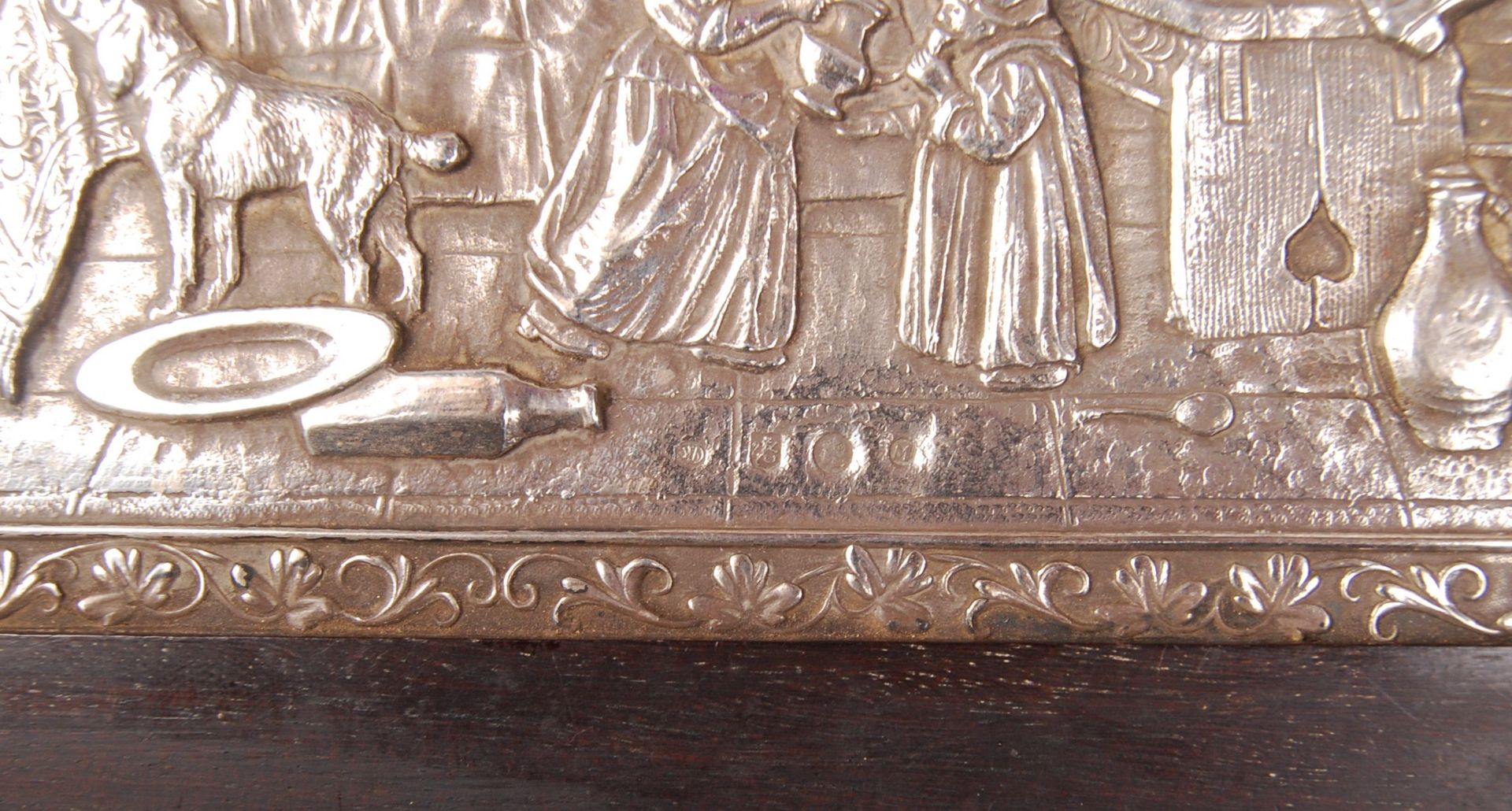 DUTCH SILVER HALLMARKED PANEL DEPICTING A TAVERN SCENE BY TENIERS - Bild 2 aus 2