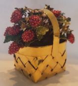 JANE HUTCHESON FOR CARTIER STERLING SILVER AND ENAMEL STRAWBERRY BASKET