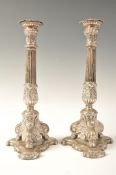 PAIR OF GERMAN 18TH - 19TH CENTURY SILVER CANDLESTICKS