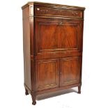 19TH CENTURY BIEDERMEIER MAHOGANY MARBLE SECRETAIRE ABATTANT