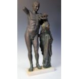 19TH CENTURY GRAND TOUR BRONZE STATUE OF HERMES & DIONYSYS