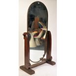A 1930'S ART DECO LARGE MAHOGANY AND BRASS LADIES CHEVAL DRESSING MIRROR