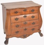 18TH / 19TH CENTURY DUTCH WALNUT BOMBE FRONT CHEST OF DRAWERS
