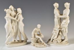 THREE 18TH CENTURY PARIAN WARE FIGURINE GROUPS