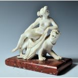 VICTORIAN PARIAN WARE ARIADNE AND THE PANTHER FIGURINE GROUP