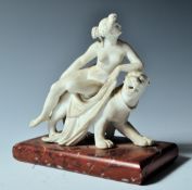 VICTORIAN PARIAN WARE ARIADNE AND THE PANTHER FIGURINE GROUP